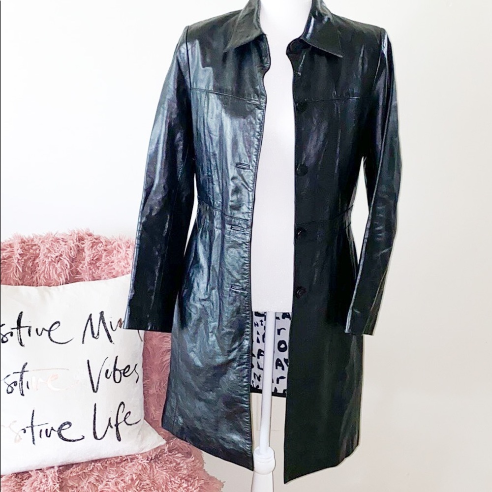 John Carlisle Essential Leather Trench Coat Black - Picture 1 of 10